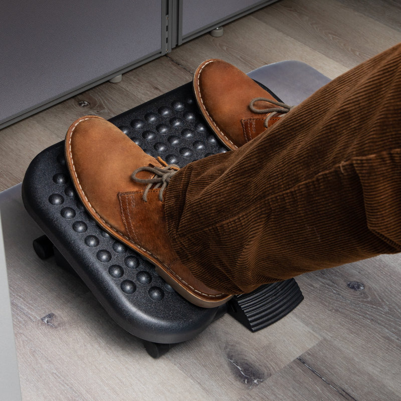 Mind Reader Foot Rest, Under Desk at Work, Ergonomic, Height Adjustable, Office, Plastic, 17"L x 13"W x 6.25"H, 2-Pack