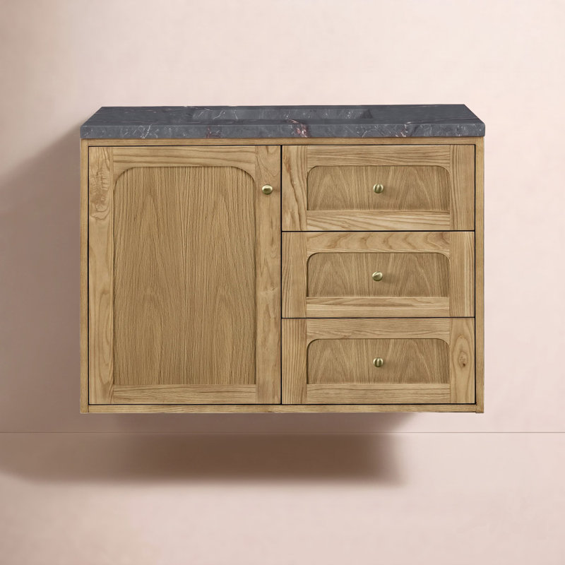 Laurent 36'' W Single Vanity, Light Natural Oak, Parisien Bleu, 8" Widespread