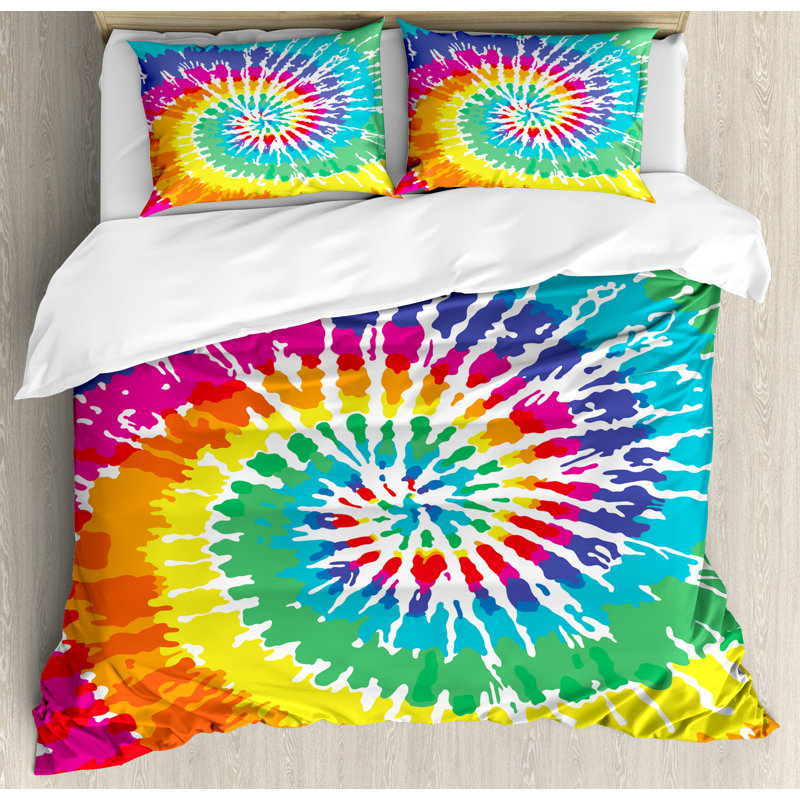Tie Dye Modern & Contemporary Polyester Abstract Duvet Cover, King