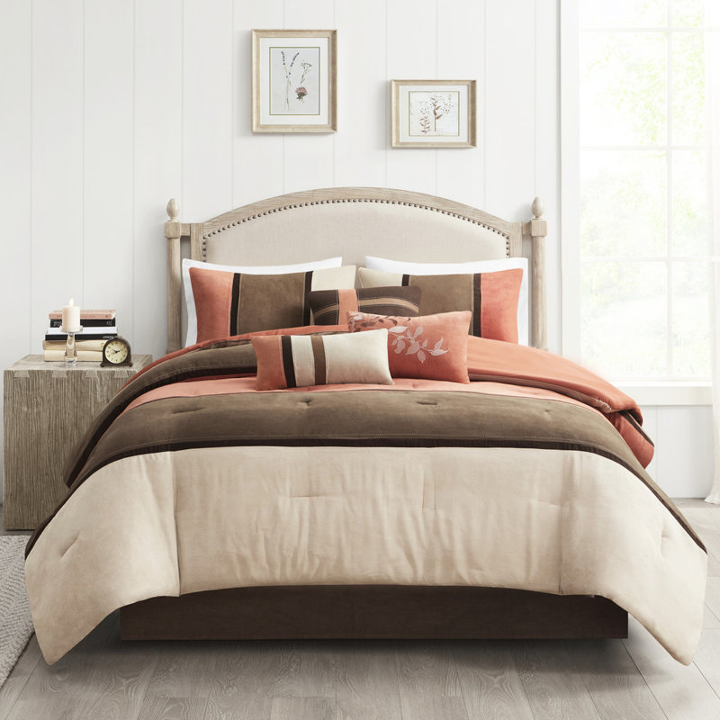 Literie 7 pièces en faux suède - Style corail très charmant