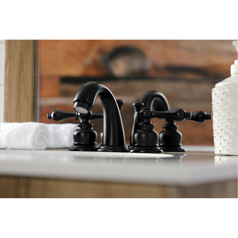 Kingston Brass Victorian Two-Handle 3-Hole Deck Mount Bathroom Faucet with Pop-Up, Matte Black