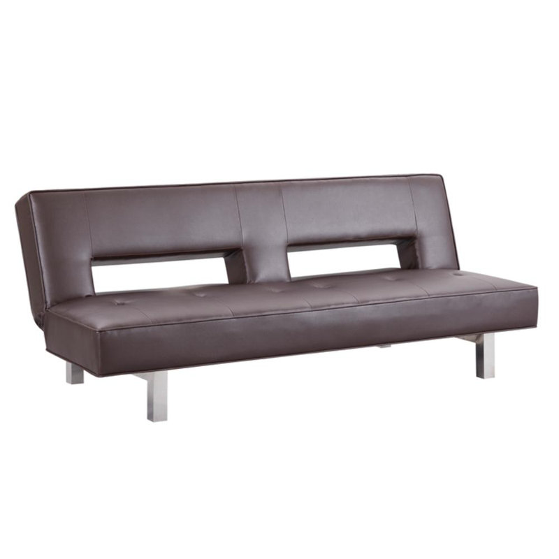 Tato Twin 37.8'' Faux Leather Convertible Sofa, Espresso Faux Leather