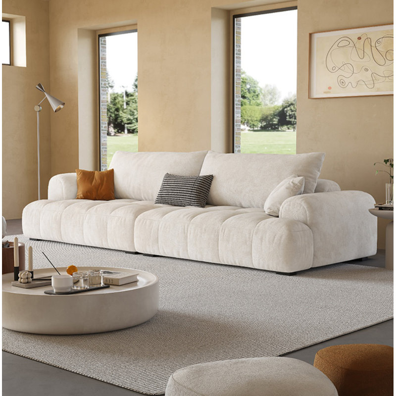 Simple Modern Cream Style Sofa, 25.04" H x 122.05" W x 38.19" D