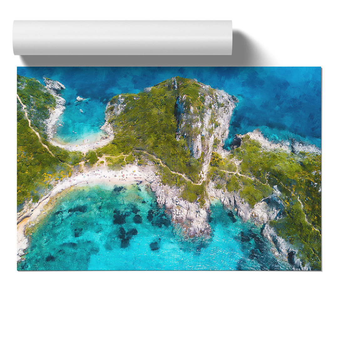 Island Paradise in Corfu Greece Painting - Frameless Print