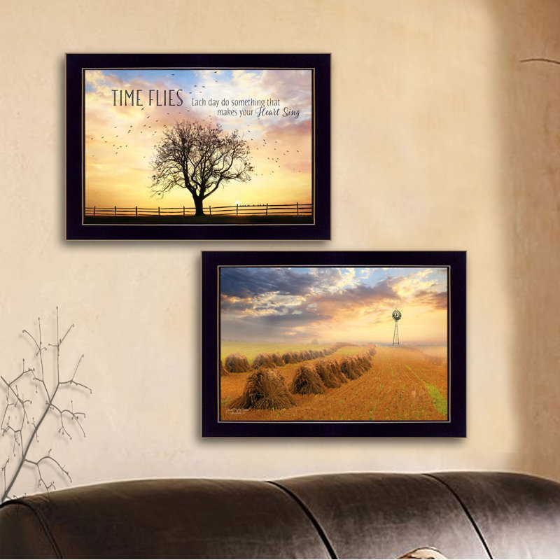 Art mural encadré 2 pièces Amish Country par Lori Deiter, Cadre noir