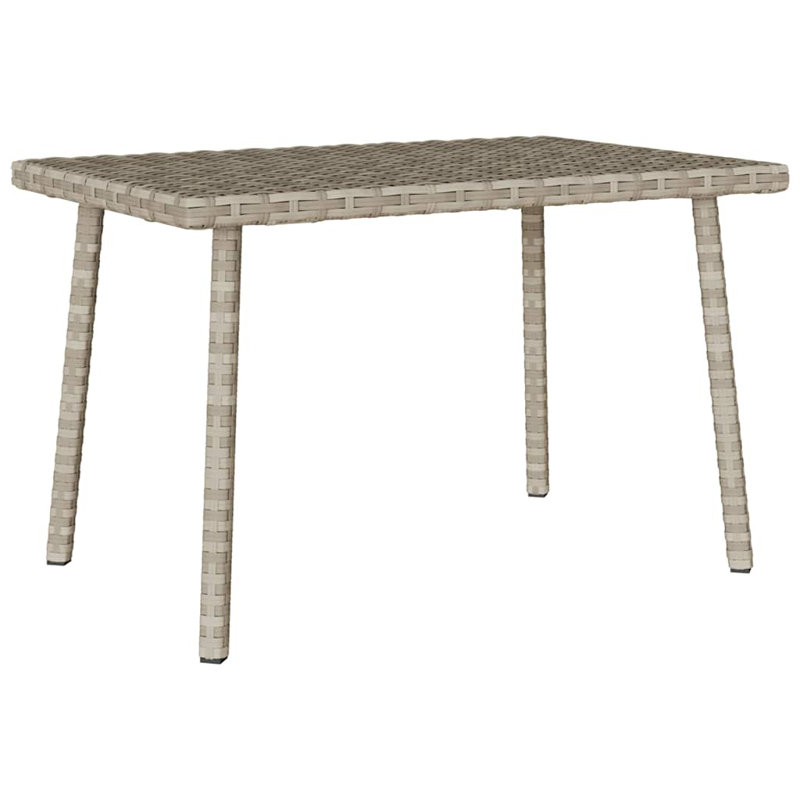 Garden Coffee Table Rectangular 40x37 Cm Poly Rattan, 37cm H x 60cm L x 40cm W, Light Grey