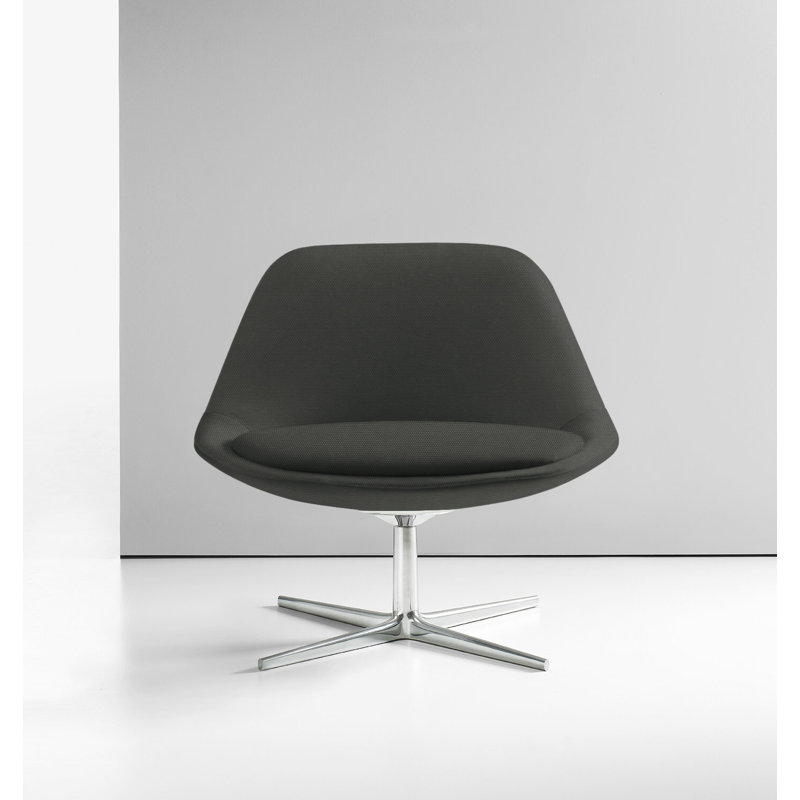 Chiara Swivel Lounge Chair, Polished Aluminum, Vella Ocean