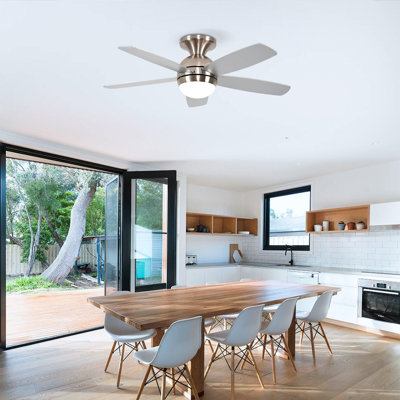 Ventilateur de plafond 52 po avec pales argentées et or brossé 