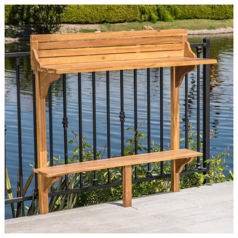 Table de bar pour terrasse en bois d'acacia naturel - 48 po