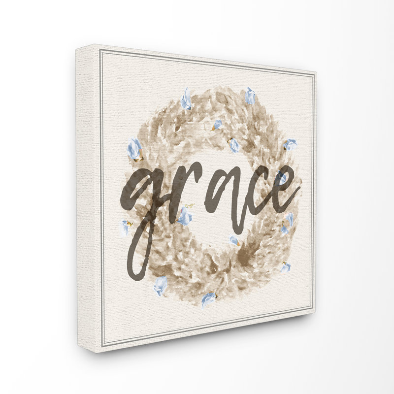 «Grace Floral Wreath», art mural, Toile, H 17 po x l 17 po x P 1,5 po