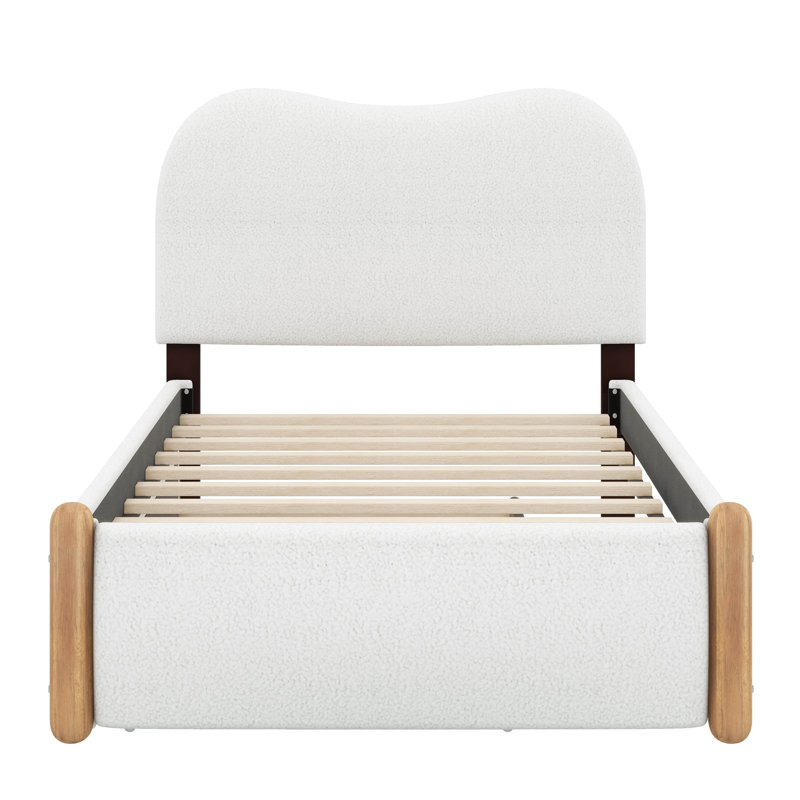 Pieds de lit en bois rembourrés, Lit simple, Blanc