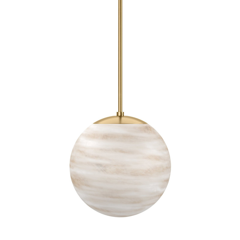 Marbled Globe 1 - Light Pendant, 11.81" H x 11.81" W x 11.81" D, Burnished Brass