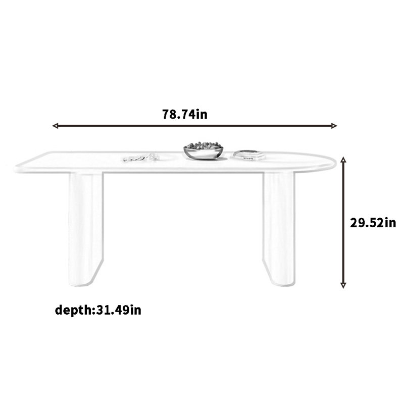 Table de salle à manger en bois massif de style français French Cream, H 29,52 po x L 78,74 po x l 31,49 po