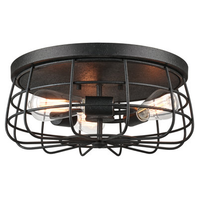 Raife 3 - Light 15" Caged Bowl Flush Mount