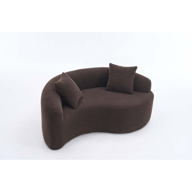 Canapé compact en chenille à double profondeur en S pour petits espaces, sans assemblage, Brun