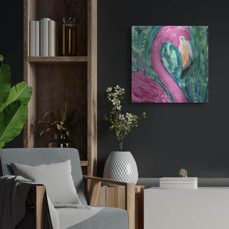 «Flamingo Portrait» par Estelle Grengs, H 24 po x l 24 po