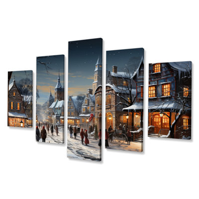 Winter Village Carnival I - Landscapes Wall Decor - 5 Panels
