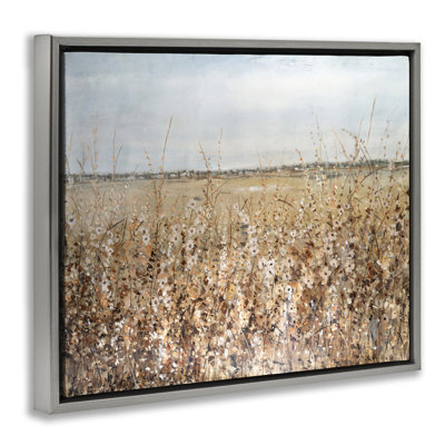 «Solenn Neutral Meadow», art mural encadré sur toile flottante par Tim Ottoole