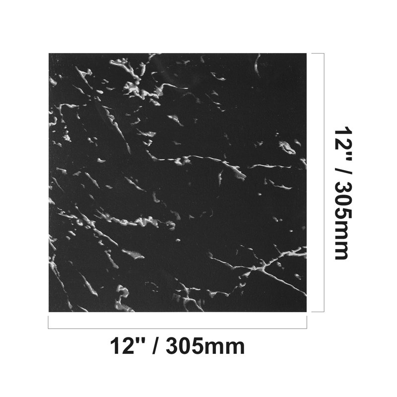 Vinyle de 0,06 po d'épaisseur l 12 po x L 12 po, Marbre noir