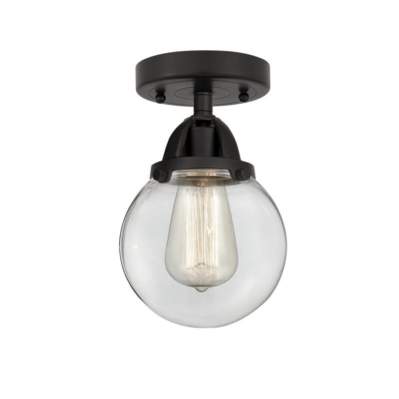 Plafonnier semi-encastré en verre Alfonsa, Ampoule non incluse, Oui, Noir mat