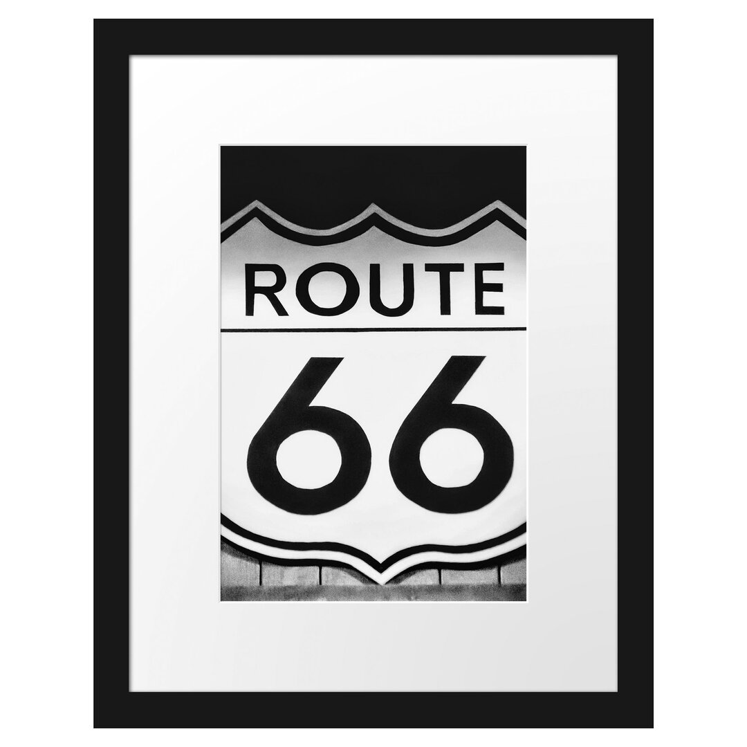 Gerahmtes Poster Modernes Route 66 Schild