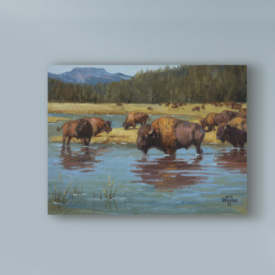 Millwood Pines Buffalo Crossing On Canvas by Jack Sorenson Print