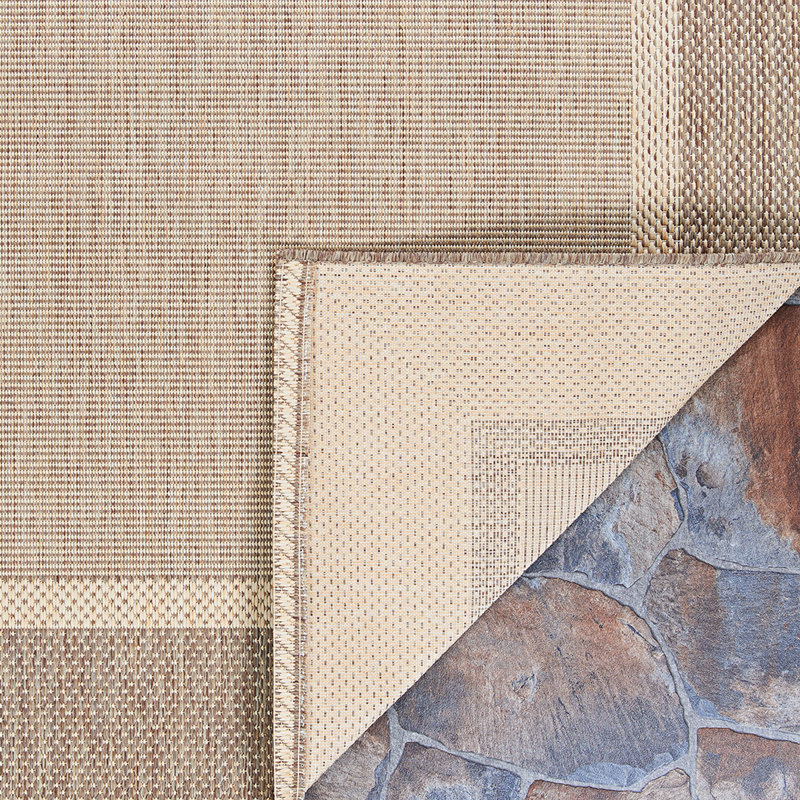 Mikaeel Flatwoven Indoor Outdoor Area Rug, Round 7'6", Tan / Brown
