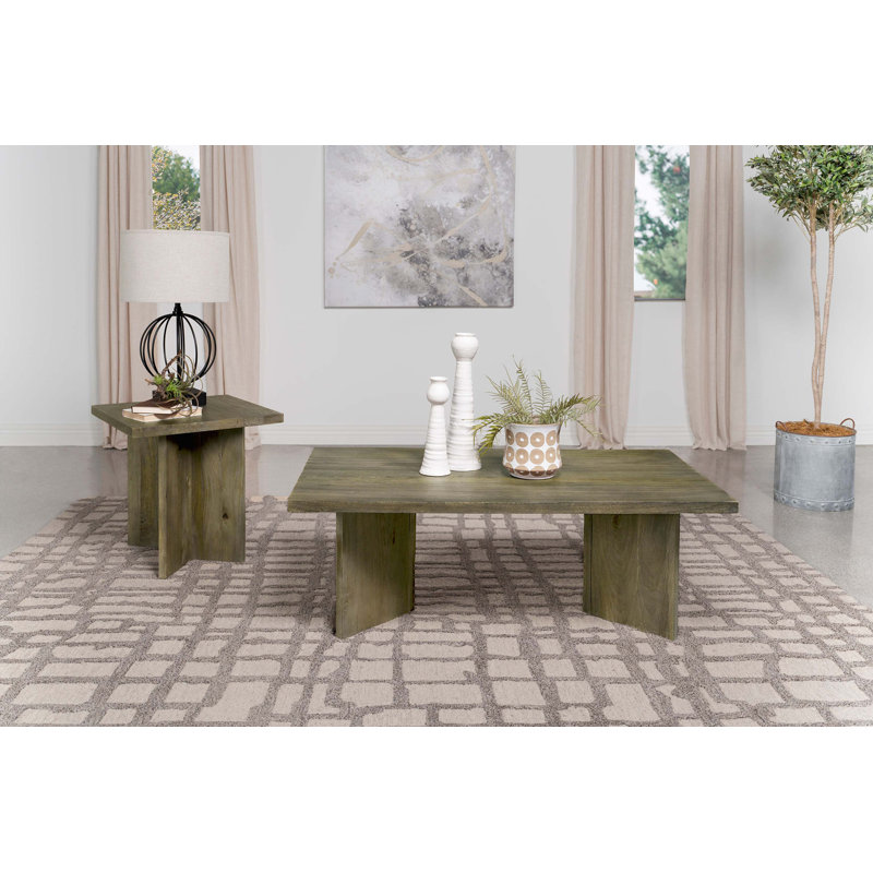 Table basse rectangulaire en bois massif