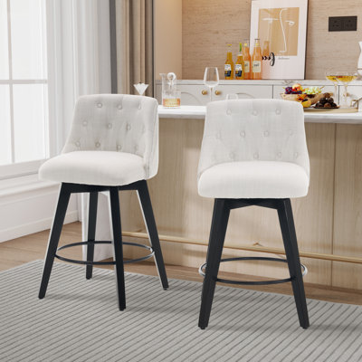 Button-Tufted Back Swivel Counter Stools (Set Of 2)