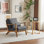 Chaise d'appoint rembourrée avec pieds en bois et un coussin Lemley