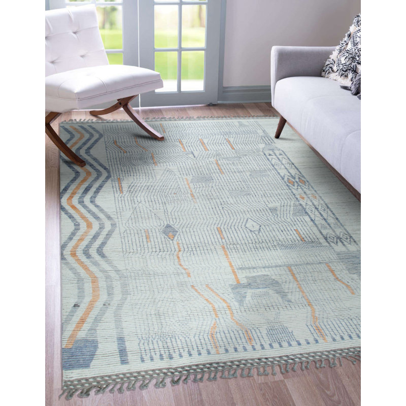 Tapis transitionnel traditionnel en laine noué à la main ivoire Traditional Traditional, Rectangle 8 pi x 11 pi