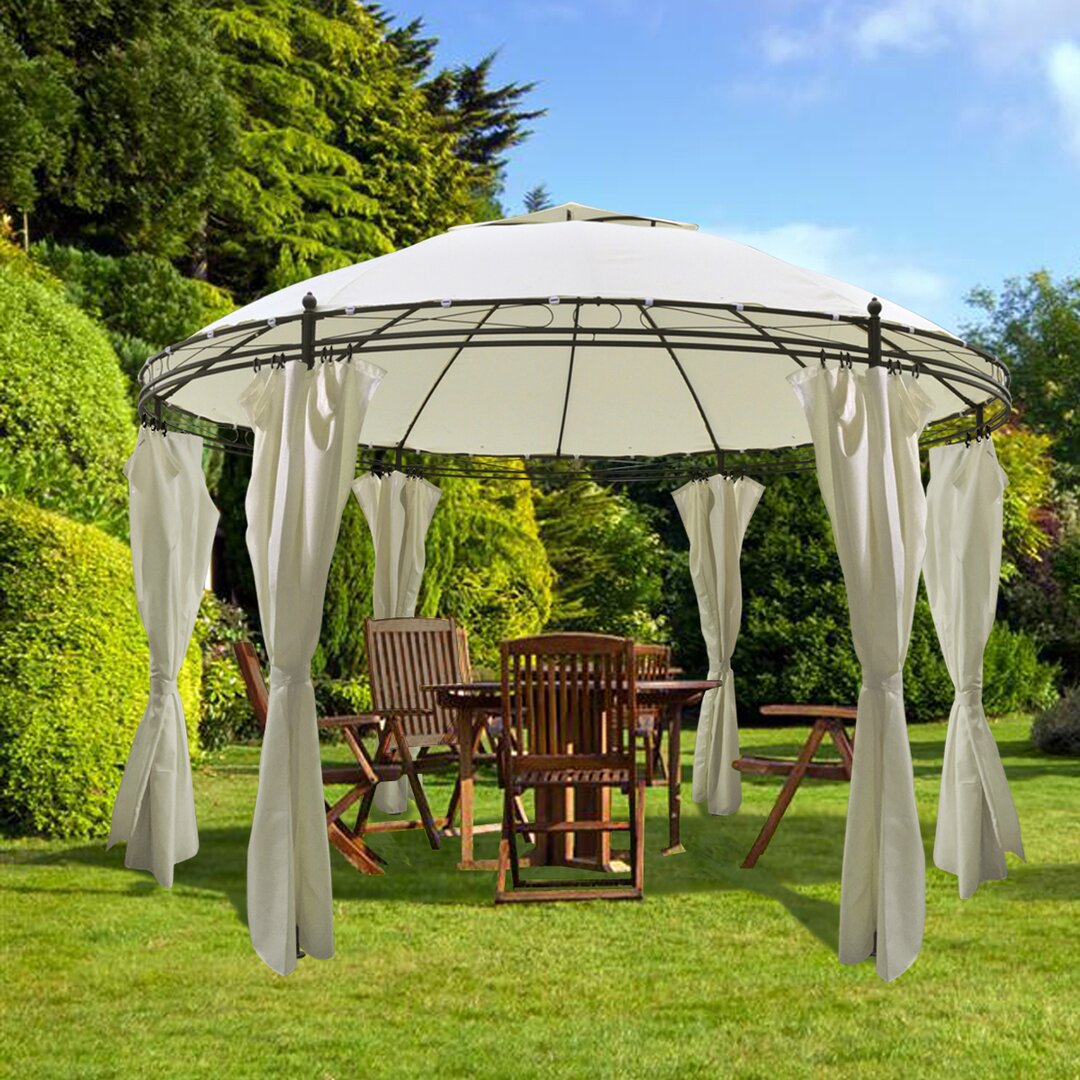 Gazebo mit Vorhängen Rund 3.5x2.7m