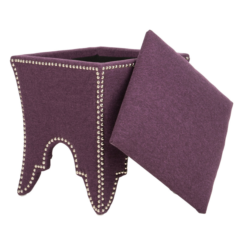 Upholstered Ottoman, Plum, Silver