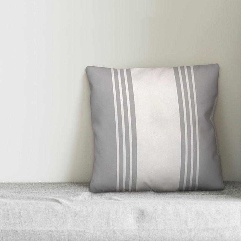 Coussin Farmhouse, 20 po x 20 po, Polyester/ Bourre en polyester, gris