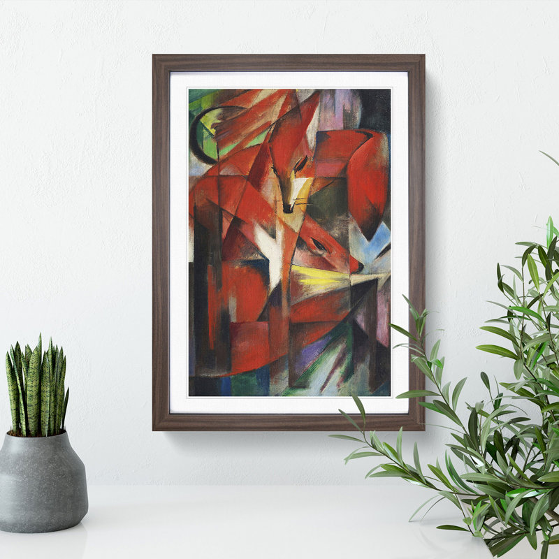 The Foxes Vol.1 by Franz Marc - Picture Frame Painting, Walnut, 48cm H x 36cm W x 2cm D