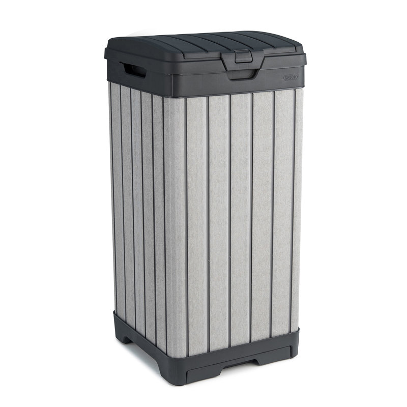 Gray Heavy Duty Plastic Outdoor Trash Can with Double Lid