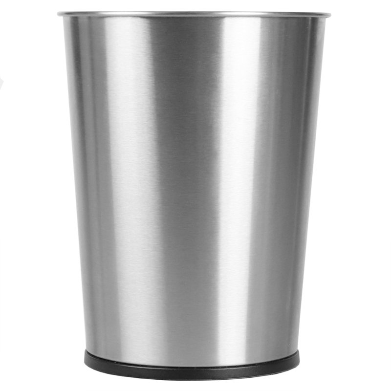 Steel Open Waste Basket - 2.11 Gallons, Silver