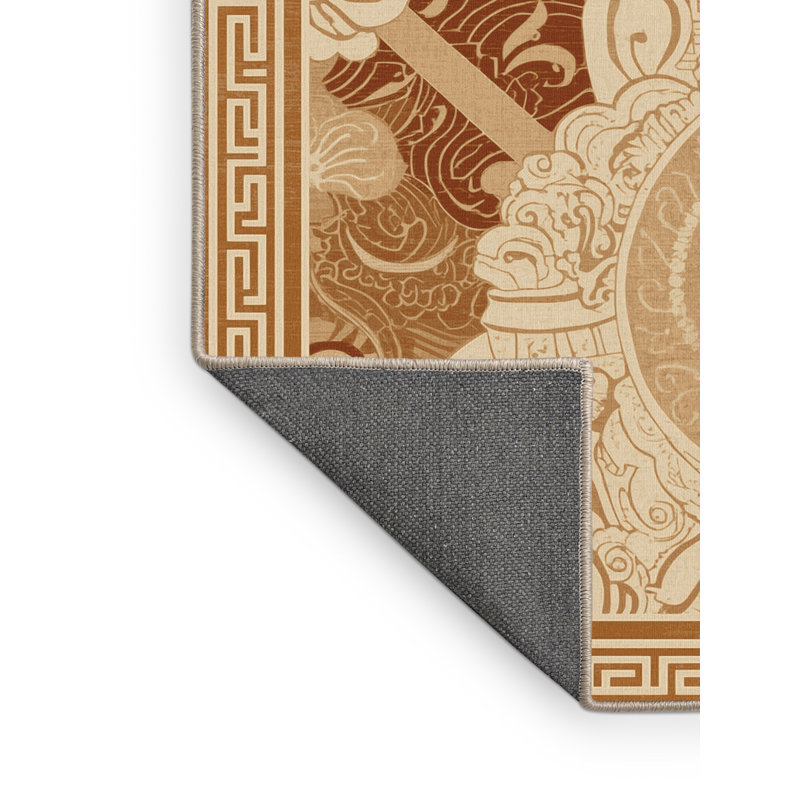 Tapis oriental moelleux doux et moelleux de style oriental Centurion Commander - reliure beige, 4 x 6