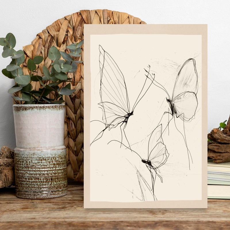 Croquis de papillon éthéré délicat et élégant, art mural nature éthéré, H 18 po x l 12 po