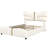 Full Size Upholstered PU Leather Bed Frame, With Butterfly Shaped Headboard And Footboard, Platform Bed Frame With Gold Metal Decorations, No Box Spring Needed, Beige-470847828-470847835