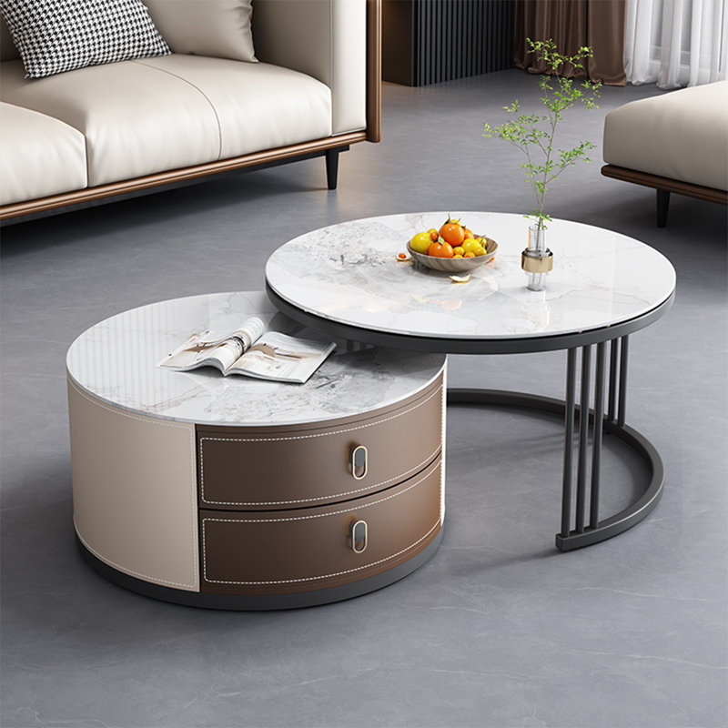 Ensemble de tables basses Modern, Blanc / Gris, H 17,7 po x L 31,5 po x l 31,5 po