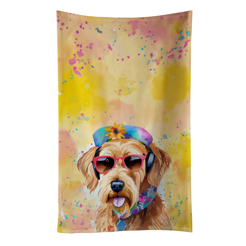 Airedale Terrier Hippie Dawg Kitchen Towel