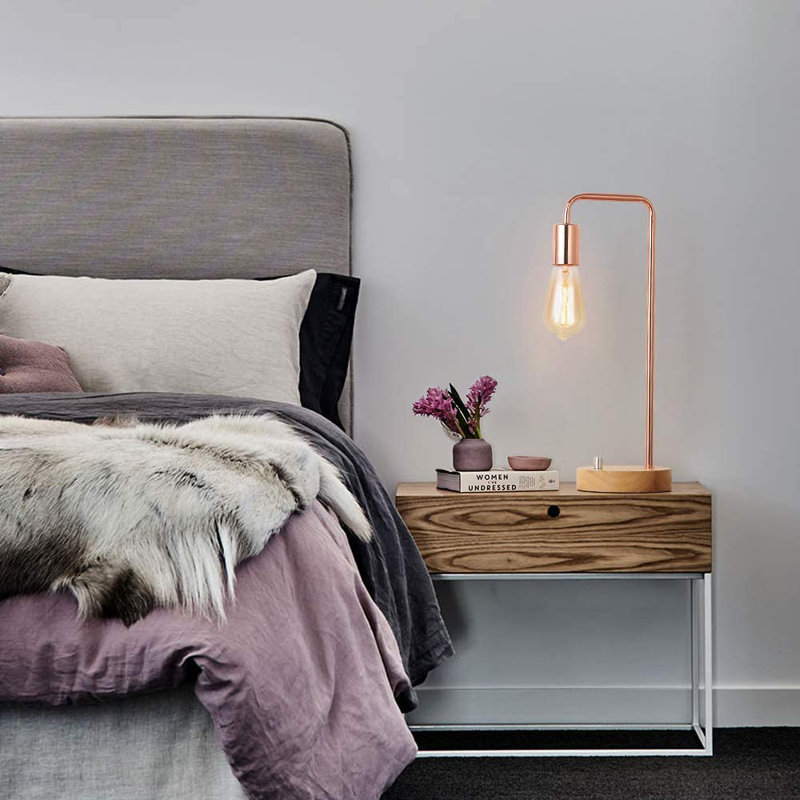 Santamaria Wood Arched Lamp, Rose Gold