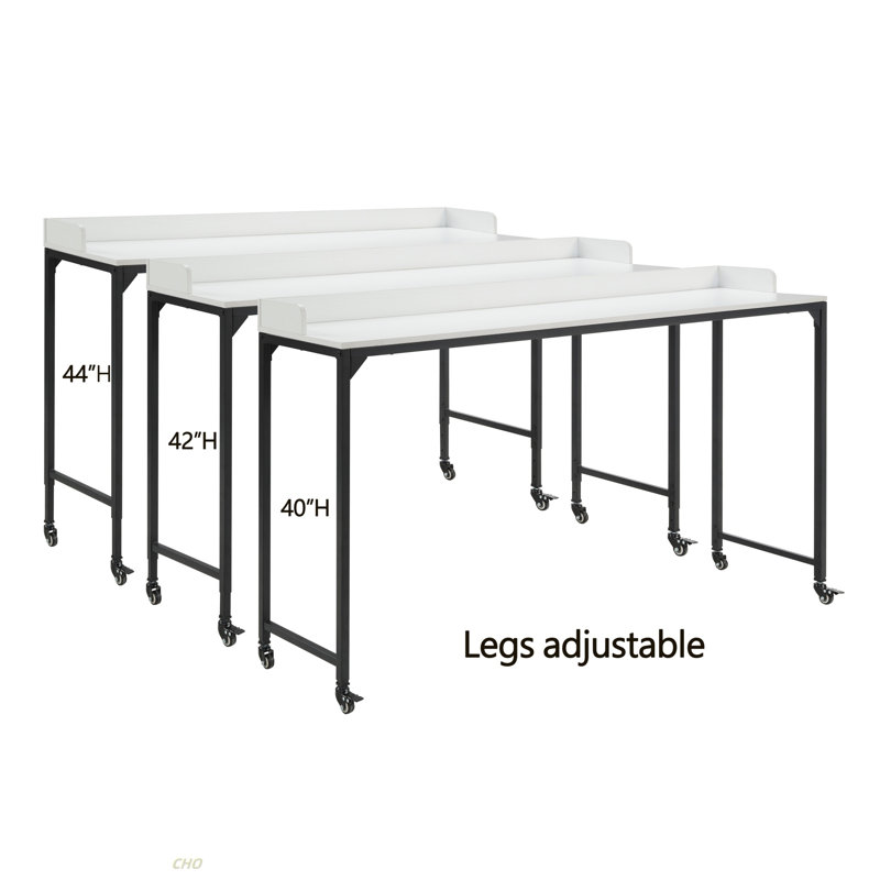 Multipurpose Over The Bed Desk With Adjustable Height, Metal Legs With Casters, Overbed Table 1Pc, Laptop Table For Bed, Breakfast Table