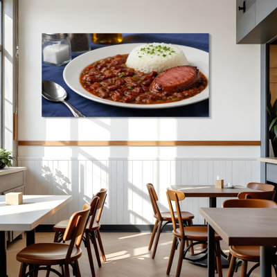 Canvas Wall Art Red beans rice sausage Wall Decor for Living Room Bathroom Bedroom Office 24"H x 48"W Art Paintings, Ready to Hang