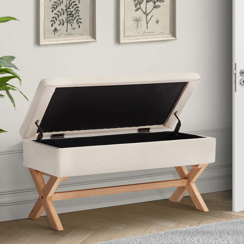 Banc de rangement rembourré Mykyla, Beige