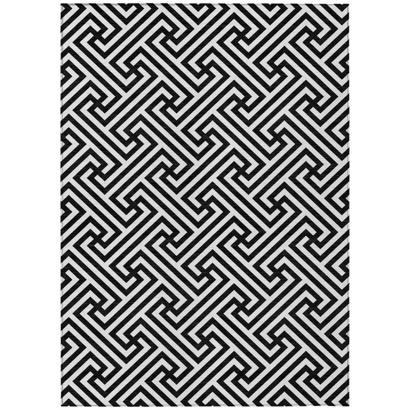 Tapis intérieur / extérieur ivoire lavable géométrique 10 pi x 14 pi