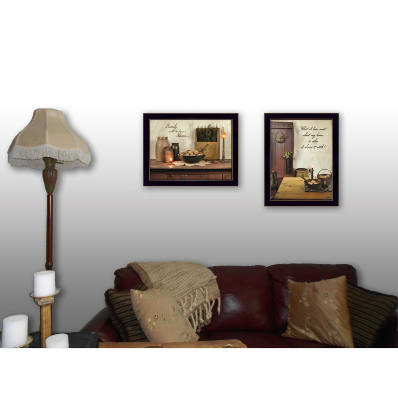 «Home and Family Collection», vignette 2 pièces par Susan Boyer, reproduction d'art encadrée, affiche prête à accrocher, cadre noir
