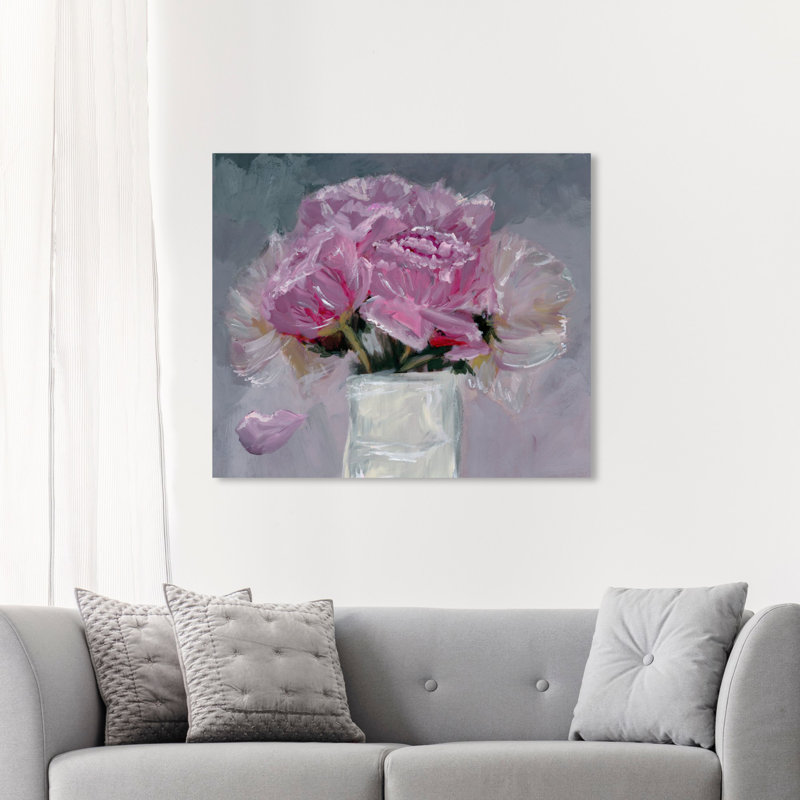 « all rose fleurs », peinture sur toile, H 36 po x l 45 po x P 1,5 po