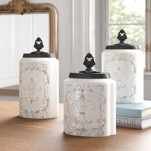 Vicknair Round Textured Glass Kitchen Canister Set Ophelia & Co.